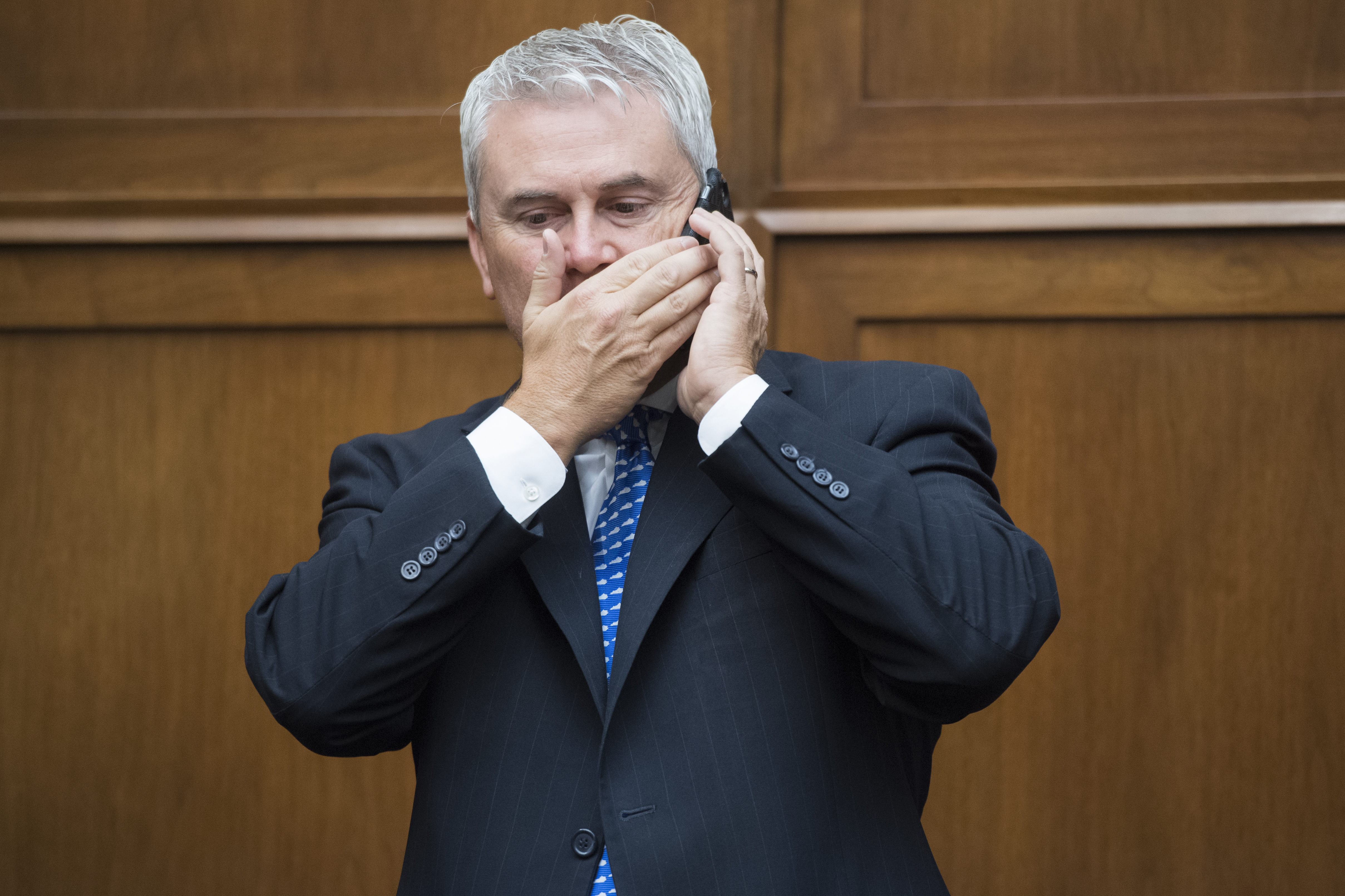 UNITED STATES - SEPTEMBER 24: Rep. James Comer, R-Ky., arrives for the House Oversight and Reform Subcommittee on Economic and Consumer Policy hearing titled “Don’t Vape: Examining the Outbreak of Lung Disease and CDC’s Urgent Warning Not to Use E-Cigarettes,” in Rayburn Building on Tuesday, September 24, 2019. (Photo By Tom Williams/CQ Roll Call)