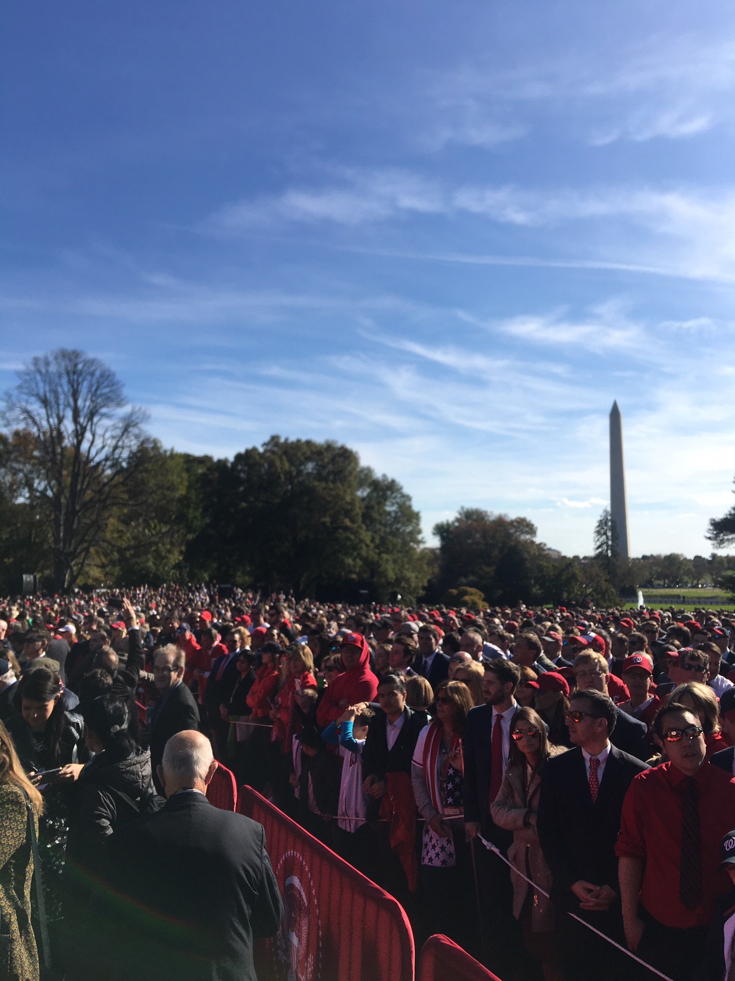 Washington Nationals fans on the White House's South Lawn Monday afternoon. (John T. Bennett/CQ Roll Call)