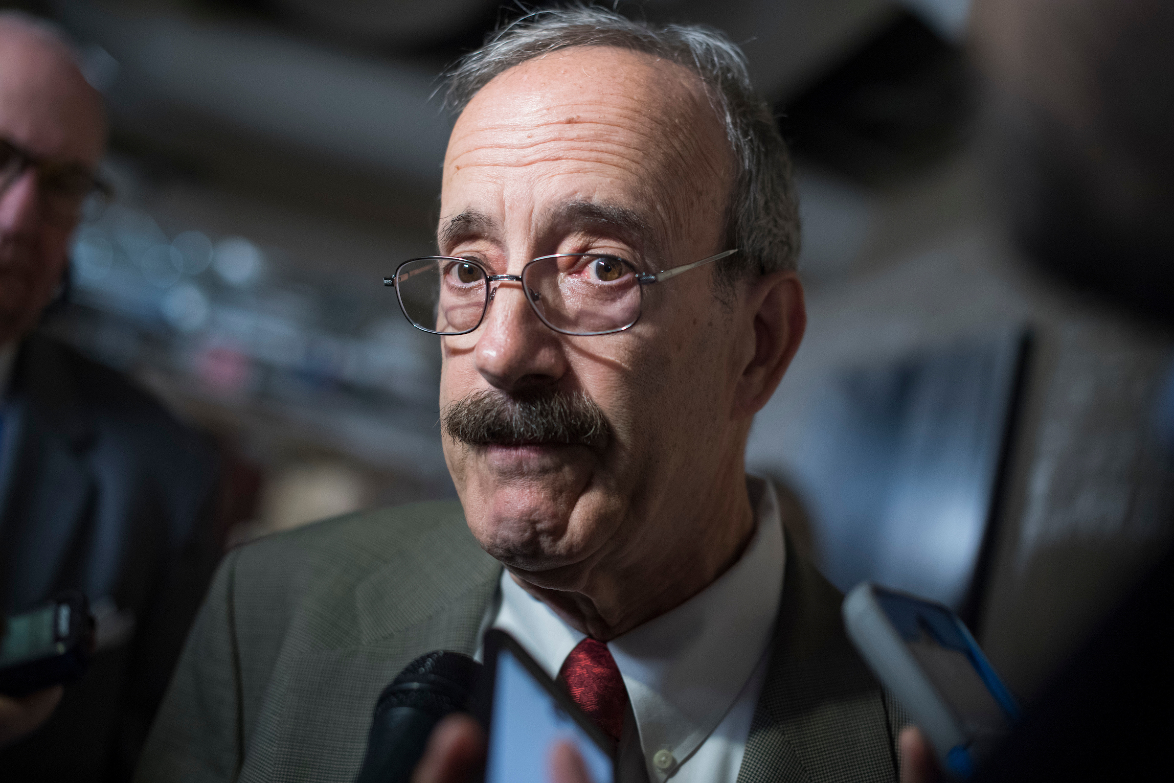 Rep. Eliot Engel, D-N.Y., talks with reporters in the Capitol on September 18, 2019. House Intelligence withdrew a subpoena for National Security Council official Charles Kupperman, but a letter to his attorneys signed by Engel, and House leaders guiding the impeachment inquiry said he “still has an opportunity to fulfill his solemn constitutional duty.” (Tom Williams/CQ Roll Call)