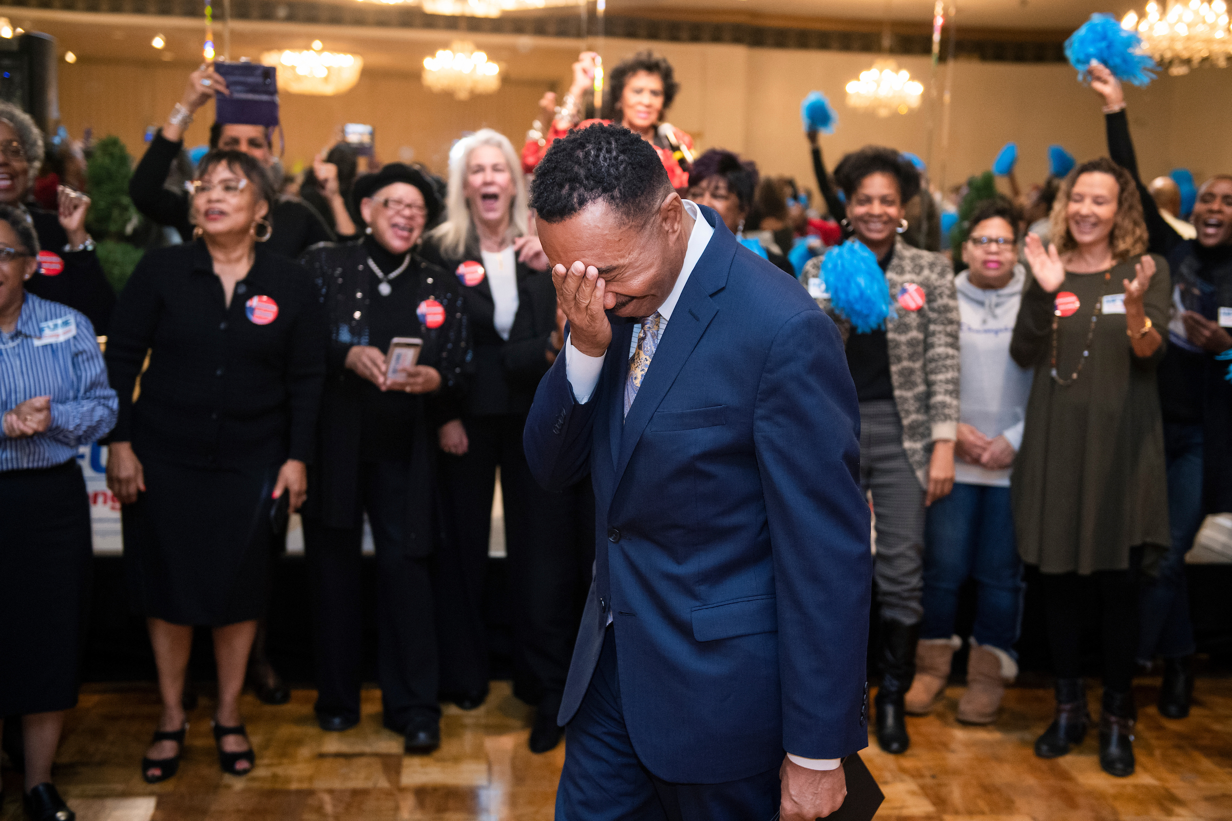 Kweisi Mfume, Democratic candidate for Maryland’s 7th Congressional District, arrives at a campaign rally in Baltimore, Md., on Sunday. (Tom Williams/CQ Roll Call)