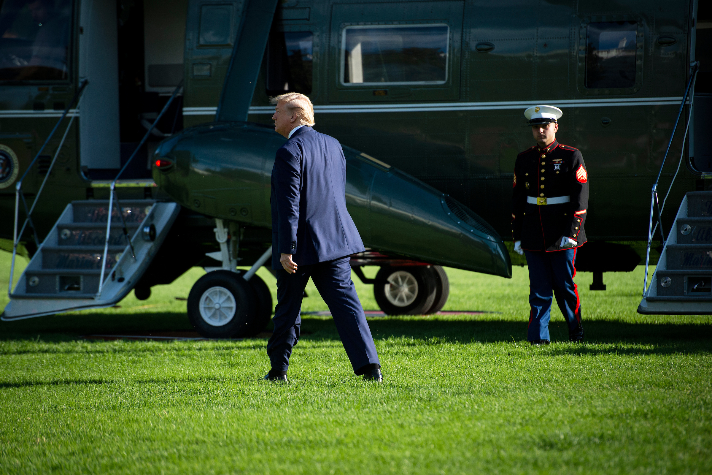 President Donald Trump boards Marine One on the South Lawn of the White House in October. (Caroline Brehman/CQ Roll Call file photo)