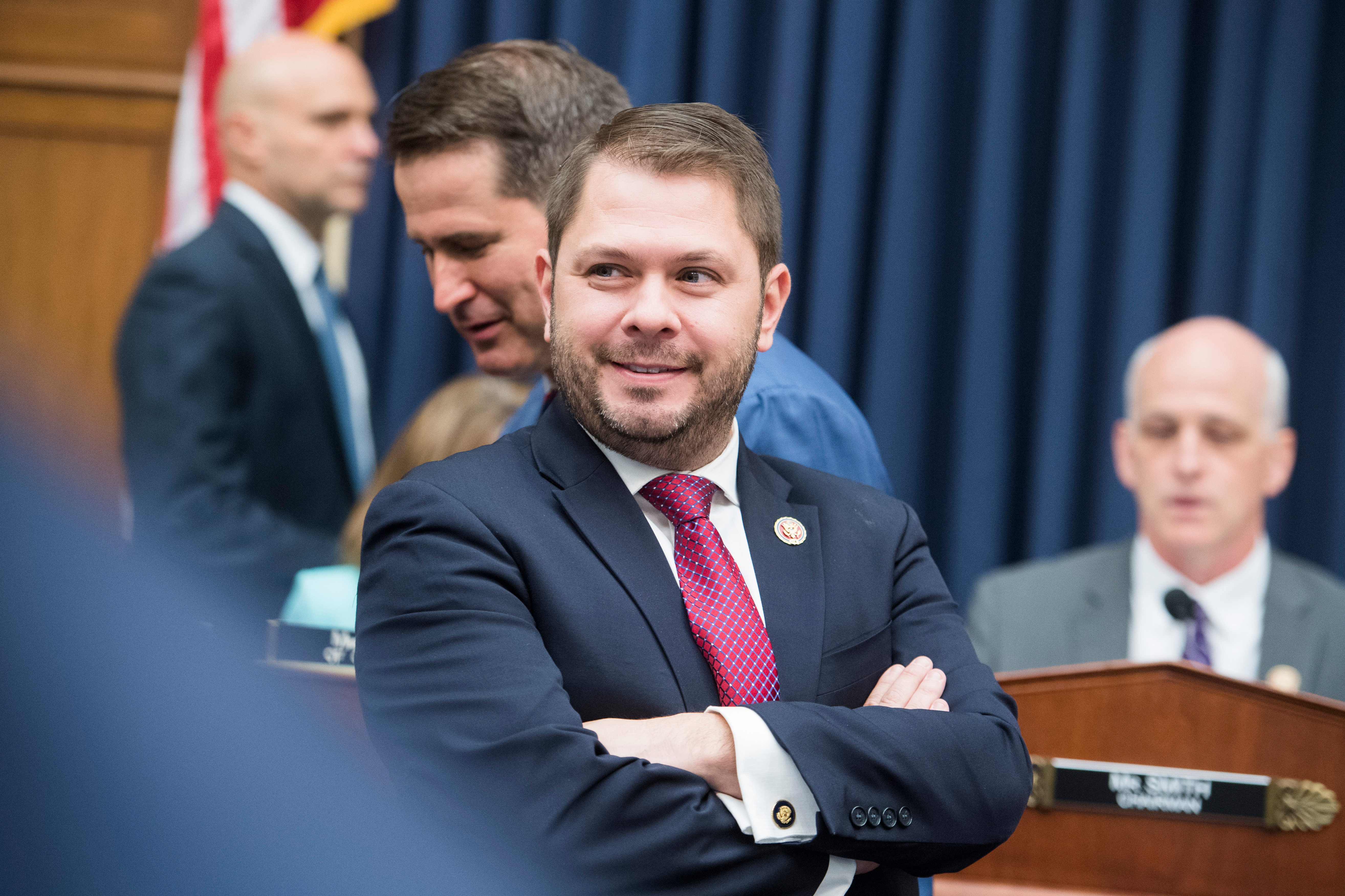 Rep. Ruben Gallego, D-Ariz., prepares for a House Armed Services Committee markup in Rayburn Building on the National Defense Authorization Act for Fiscal Year 2020. (Photo By Tom Williams/CQ Roll Call)